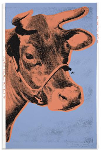 (ARTISTS.) WARHOL, ANDY. Cow. Exhibition poster for his 1971 retrospective at the Whitney Museum of American Art, Signed and Inscribed,